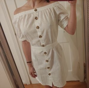Zaful Simple White Buttoned Dress